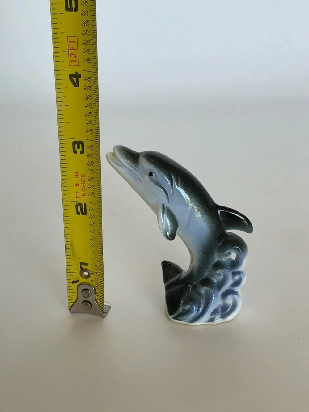Vintage Blue Dolphin Ceramic Figurine - Decorative Home Accent